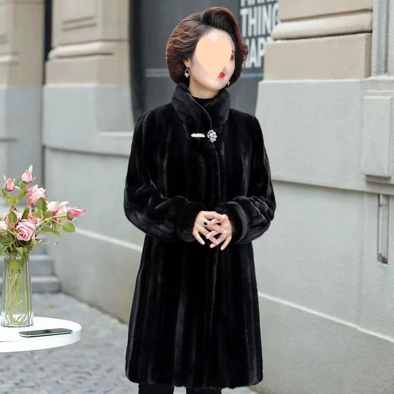 2025年新作 高級でおしゃれ 中高年ママ 婦人服 大人の魅力 ミンク風コート ロングアウター 4,567円
