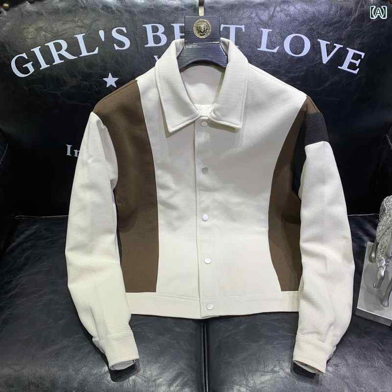 メンズ ファッション ステッチ ジャケット 春秋 スリム カジュアル ワークウェア ジャケット