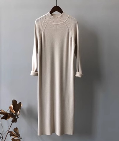 ワンピース デート ロング丈 長袖 ハイネック リブニット 可愛い きれいめ 上品 おしゃれ かっこいい 可愛い ラブリー キュート ガーリー クール モード系 セクシー エレガント 存在感