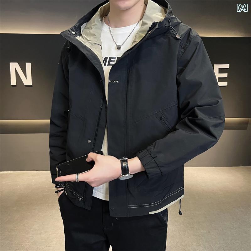 メンズ ファッション ジャケット ジャケット 春秋 カジュアル 春 フード ワークジャケット