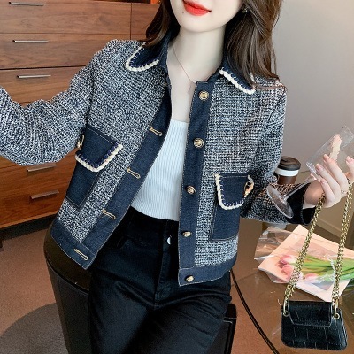 アウター ジャケット 袖あり 長袖 襟付き 切り替えデザイン ドッキング デザイン ボタン 美ライン 前開き デニム ツイード カラバリ かわいい 大人可愛い きれいめ シンプル カジュアル 大人