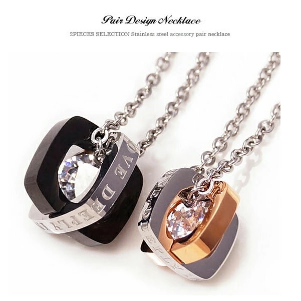 送料無料！ spe0281-pair ペアネックレス まばゆく輝くジルコニアをセッティングしたキュー