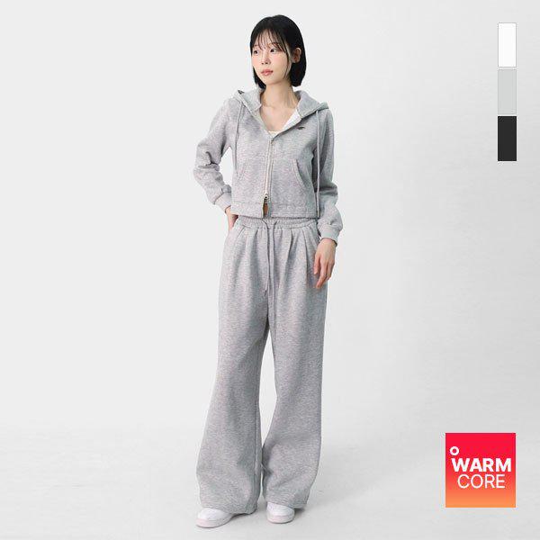 女性用裏起毛クロップド丈フード付きジップアップ ツーピンタック トレーニングセット SMV008