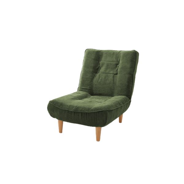 ハイバックソファ 1人掛け コールテン調 モスグリーン