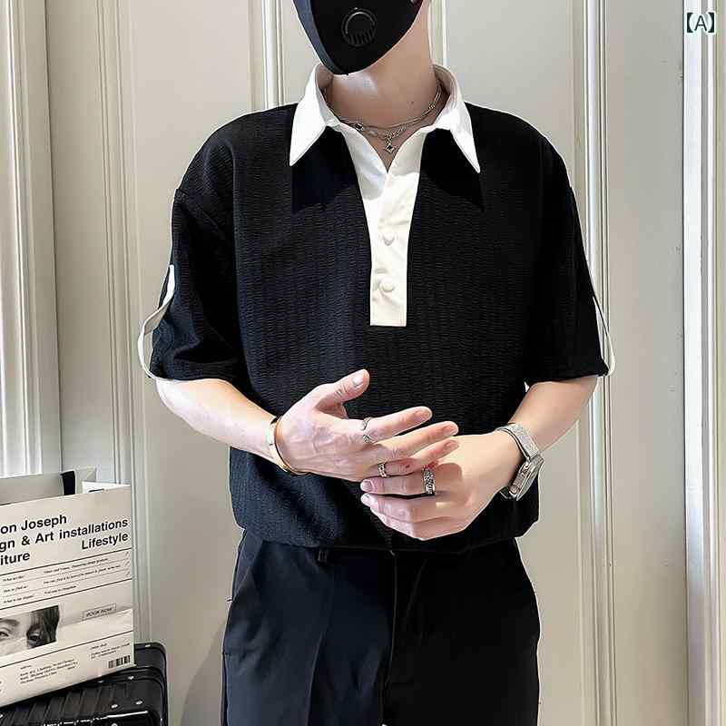 ポロシャツ メンズ スタイリッシュ おしゃれ 紳士服 男性 シャツ 半袖 クール 夏 カラーブロック ストライプ 4,616円