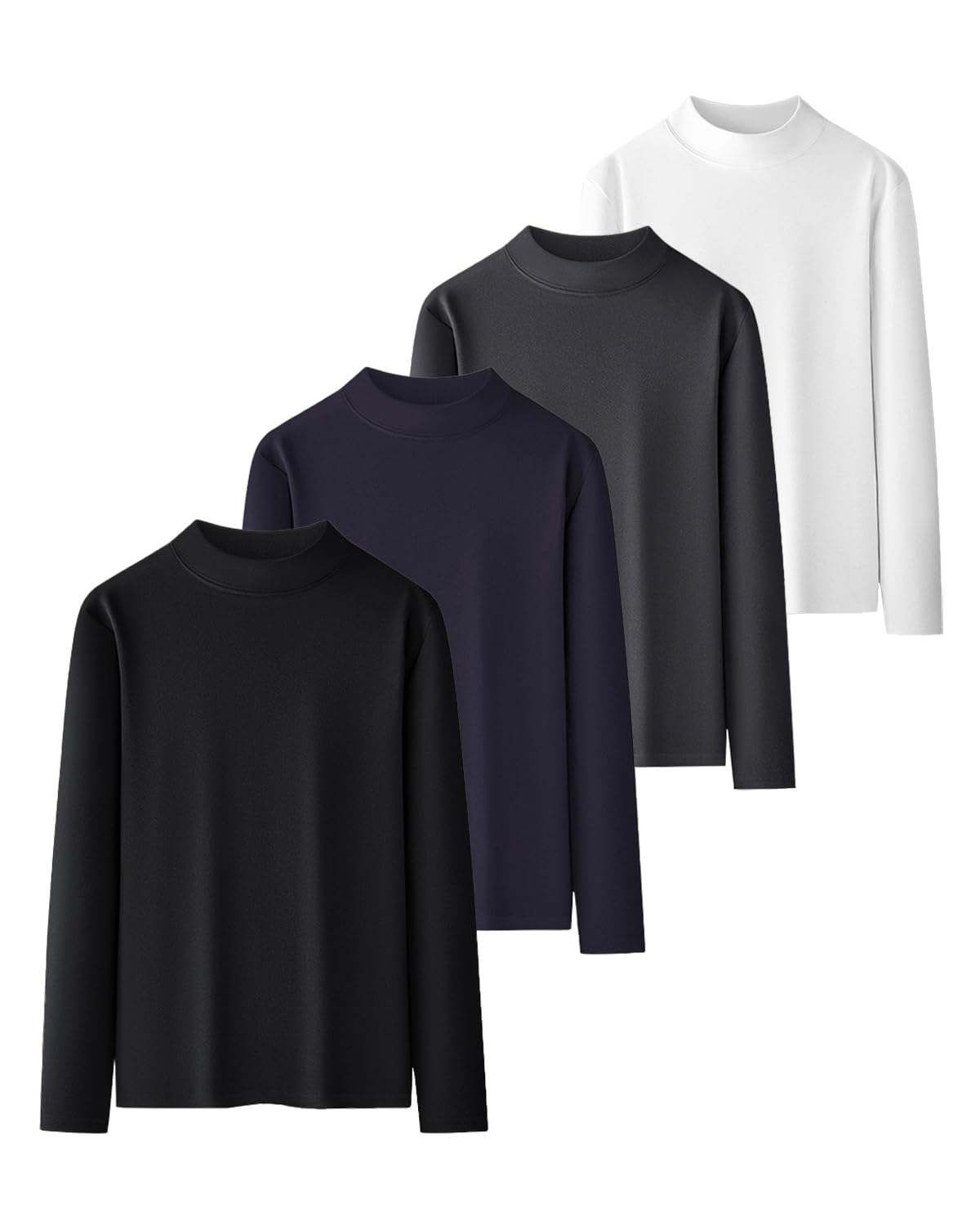 [SHOREKEEPER] 8.3oz あったかインナー 裏起毛 2/4枚セット ハーフネック 防寒着 厚手 インナーシャツ メンズ 肌着 抗菌防臭 ロングtシャツ 柔らかい 無地 冬服 春 秋 (ベ