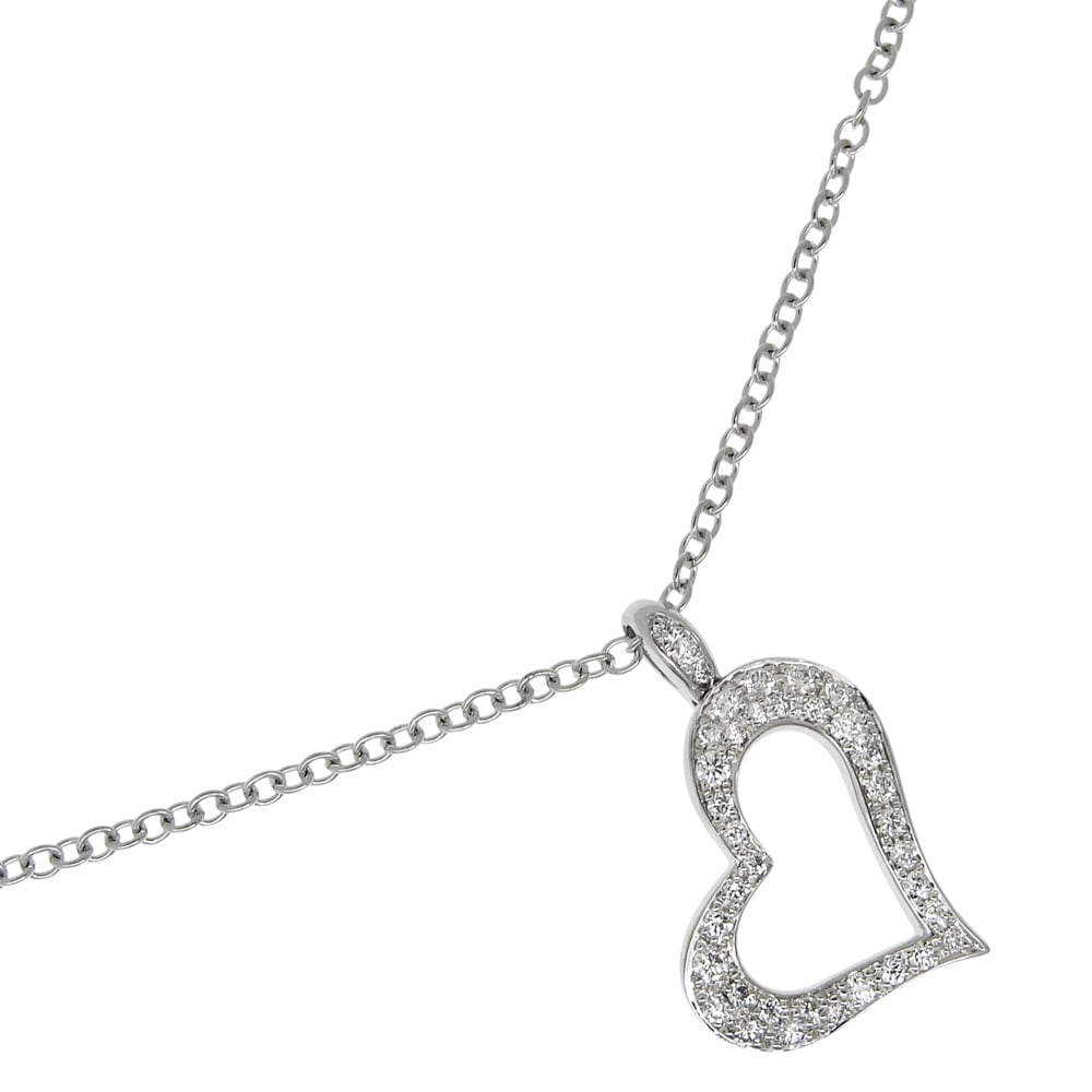ライムライト ハート ネックレス K18ホワイトゴールド ダイヤモンド シルバー 約7.8g レディース 中古品 A+ランク