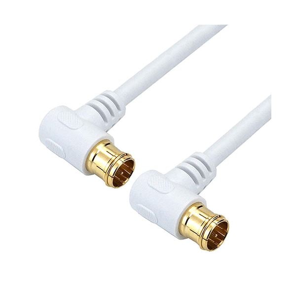 [5個セット]アンテナケーブル 1m ホワイト 両側L字差込式コネクタ AC10-612WHX5