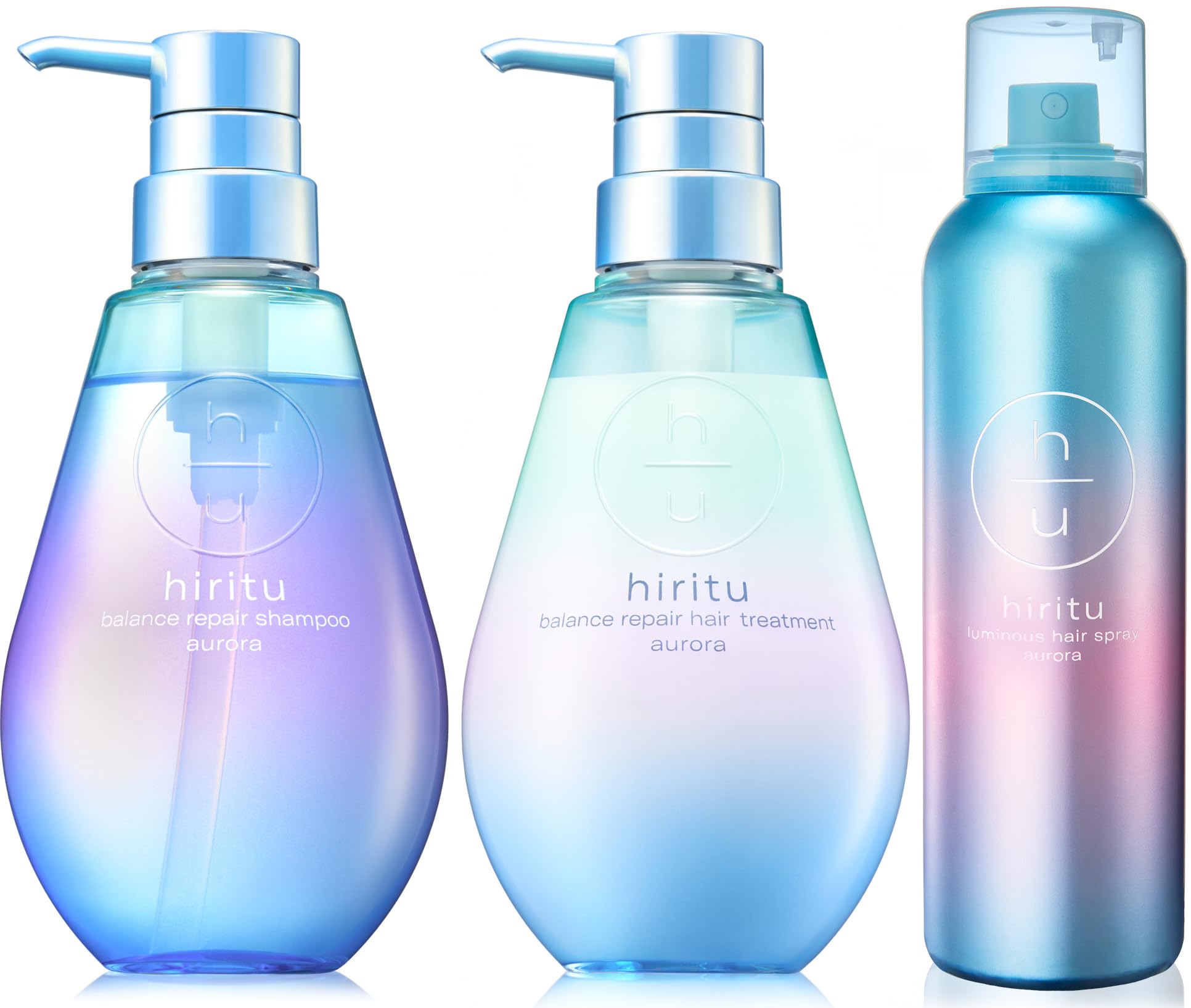 hiritu(ヒリツ) バランスリペアシャンプー ヘアトリートメント ルミナスヘアスプレー オーロラ ツヤ髪 浮き毛パヤ毛抑制 PPT系洗浄成分 アミノ酸系洗浄成分 毛髪補修成分 ヘアフレグランス カ