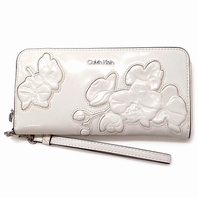 ワケアリ　Calvin Klein カルバンクライン アウトレット ラウンドファスナー長財布 フラワースタイル H5AQQ8VD3C7