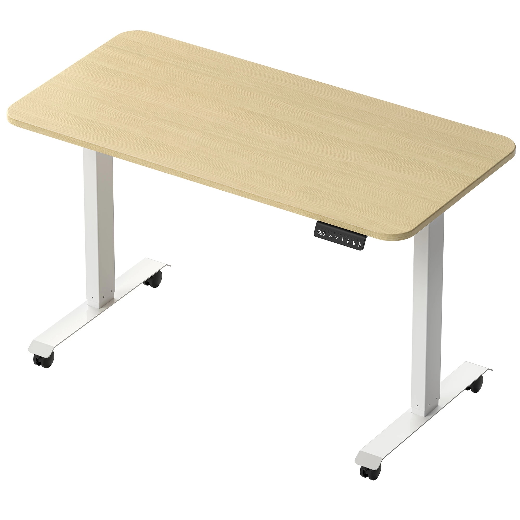 【WALKINGDESK 電動昇降デスク】 電動昇降 幅120＆140 高さ69-116cm キャスター付き メッシュポケット付き　マットな質感の天板 耐荷重 80kg 高さ調節 移動可能 昇降デスク