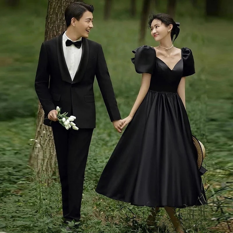 【急速出荷!】ヴィンテージ黒のドレス写真の結婚式のテーマドレス屋外の肖像画