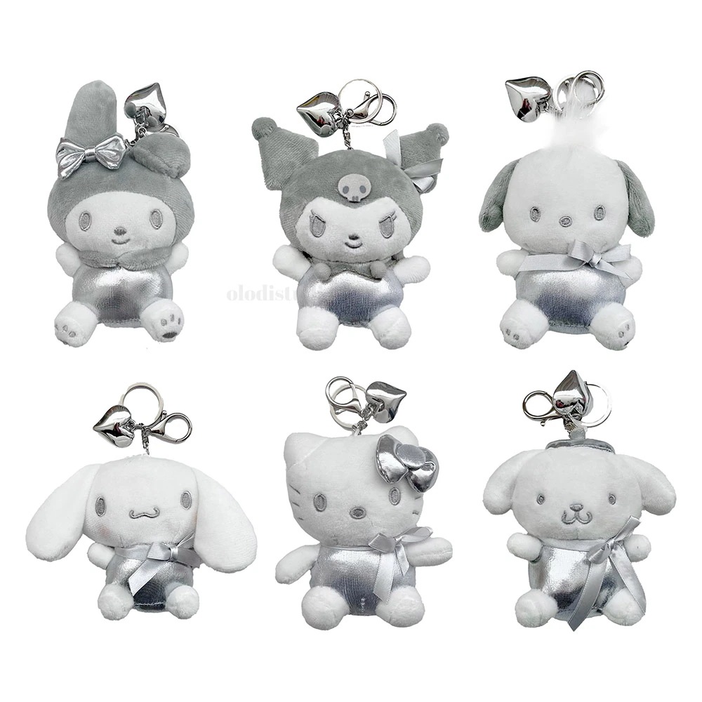 【2個買うと1個無料】サンリオ シルバー 人形キーリング ハローキティ 黒美ポチャコ シナモロール ポンポンプリン ハート バックパック 自動車キーホルダー 福袋