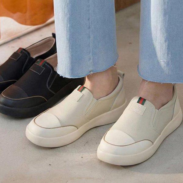 シューズ レザー バンディング 女性 レディース スニーカー スリッポン スニーカー 3.6cm sjpe+P547_P418499576