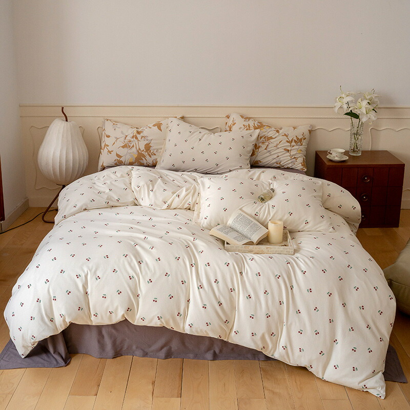 寝具 セット コットン ニット コットン ベッドシーツ 柔らかい 快適 肌に優しい ベッド用品 4点セット 8,338円