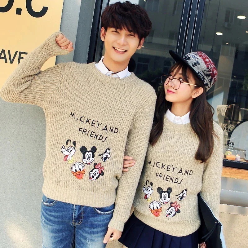 【BIG-SALE限定】ニットセーター 男女兼用長袖セーター 幸せな恋人 ペア服 ニットセーター ミッキー