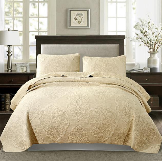 ベッドカバー マルチ カバー ク風北欧 寝具カバー 3点セット綿100% ベッドスプレッド キルト おしゃれ ダブル 四季適用 高級 高質感