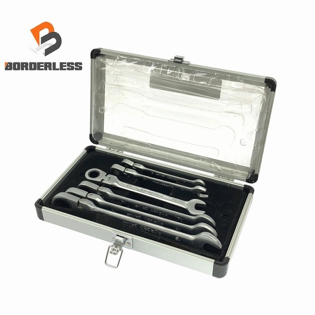 比較的綺麗ですSUPER TOOL スーパーツール ギアレンチ フレックスタイプ6丁組セット(8/10/13/14/17/19mm) GRW600F 車両整備 101573