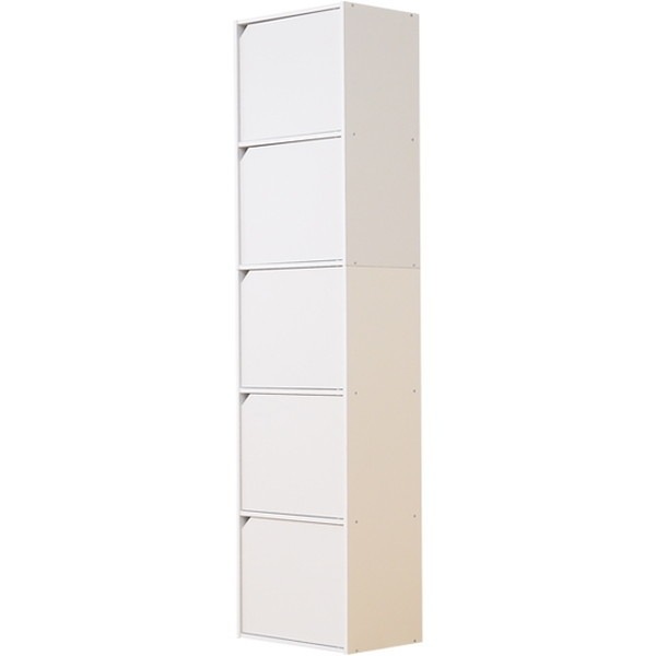 ホームテイスト A4-T5D A4サイズ収納OK!扉付きカラーボックス -5ivox-フィボックス ホワイト メーカー直送