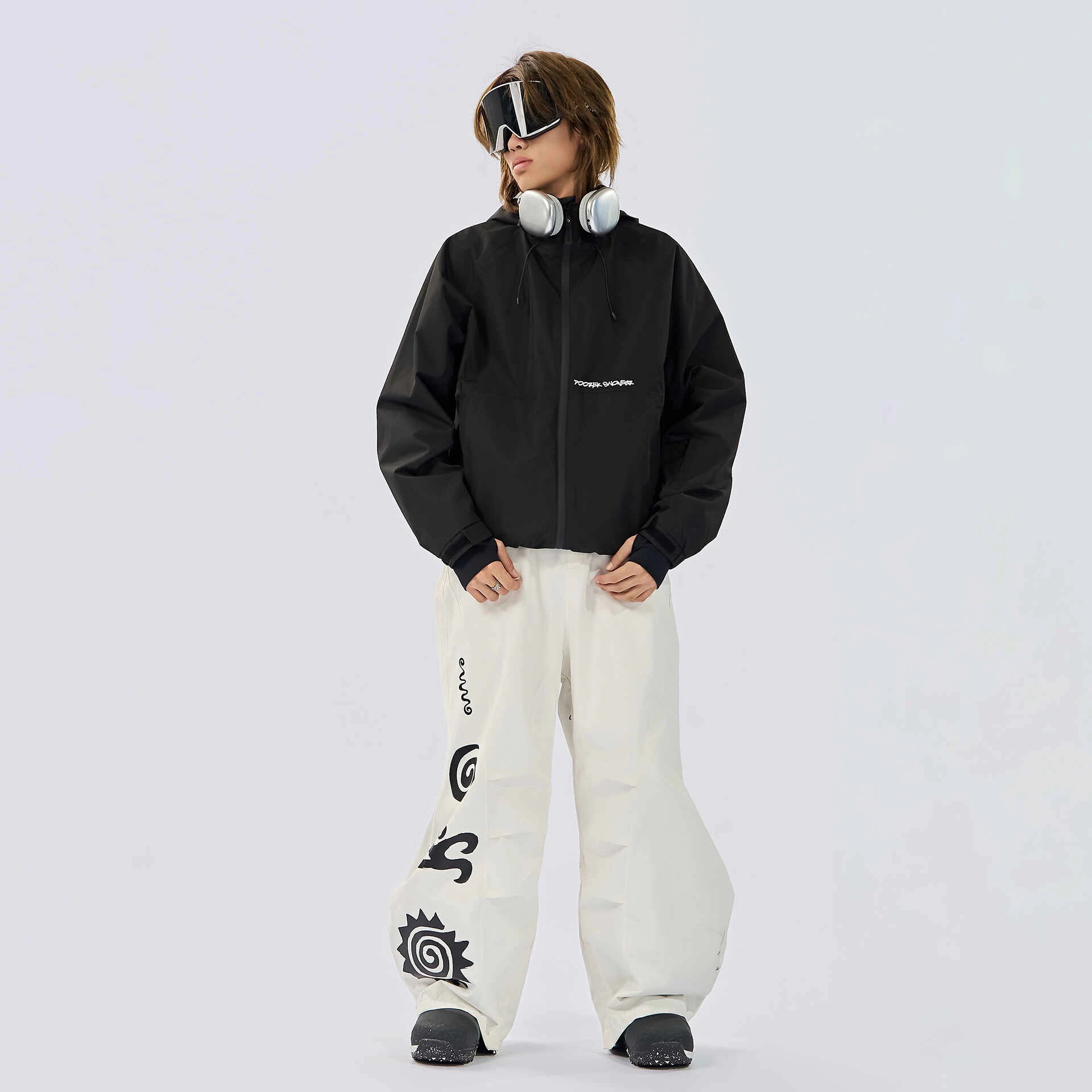 スノーボードウェア 2026 黒 ベージュ エレメント柄3L 上下セット レディース メンズ スノパンツ スノウェア レディース スキーウェア スノボウェア スキー 防风撥水