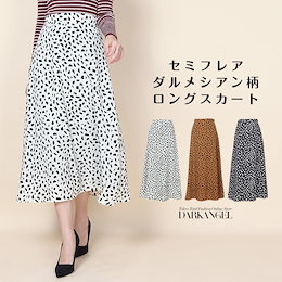 ロングスカート スカート マキシ丈 ダルメシアン柄 総柄 Mサイズ Lサイズ レディース 春 春夏【セミフレアダルメシアン柄ロングスカート】skg1812-1700