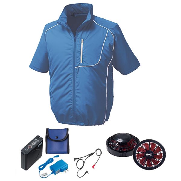 KU91720 空調服 ポリ製 半袖 FAN2200BR/LISUPER1 ブルーxホワイト 5L