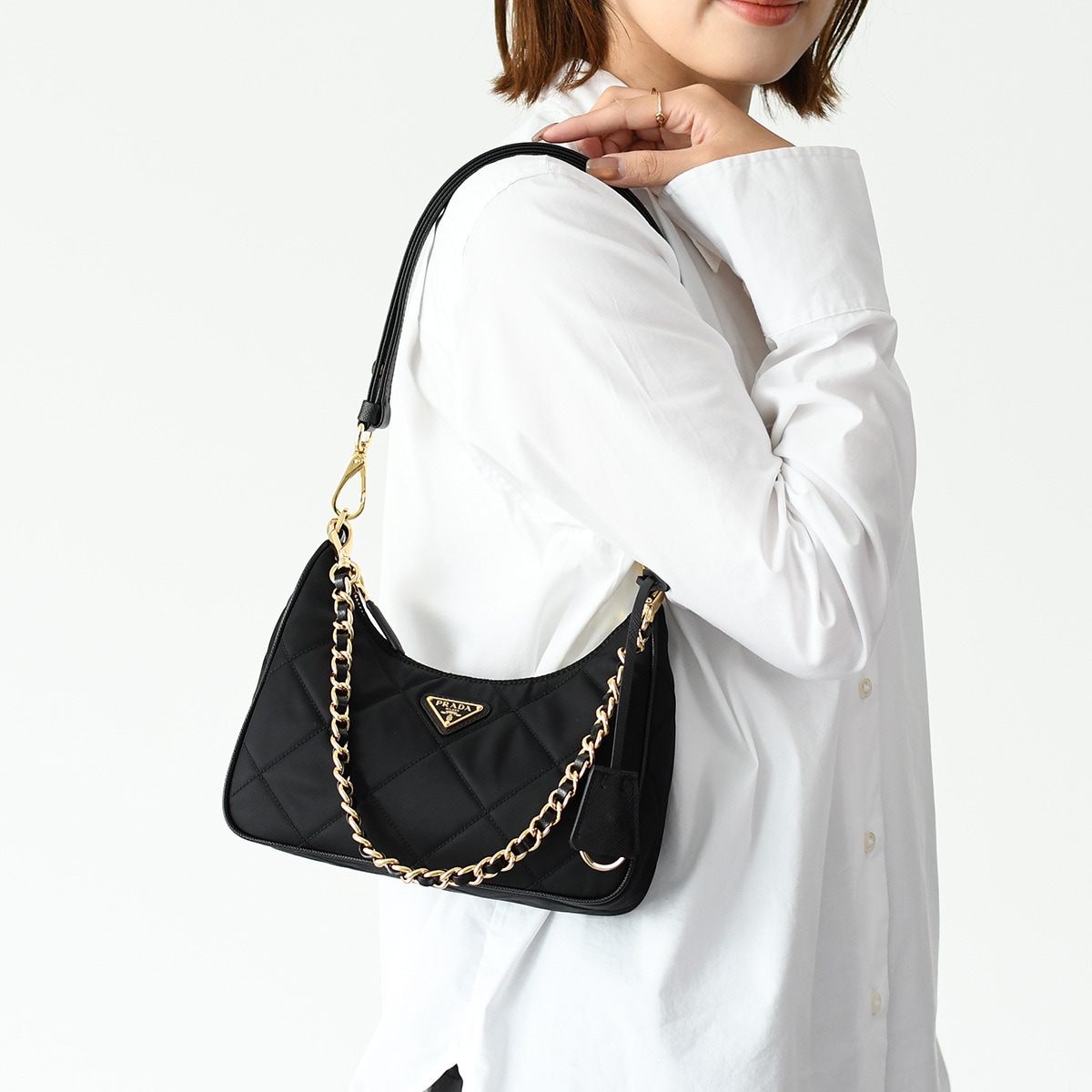 バッグ ショルダーバッグ ハンドバッグ リナイロン 1BC204 2AOS Re-Edition Re-Nylon ミニバッグ レディース ブラック ナイロン キルティング