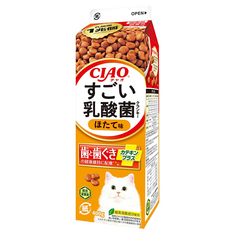 キャットフード いなば CIAO すごい乳酸菌 クランキー牛乳パック ほたて味 400gX12個 CRC35―15―20―05―40