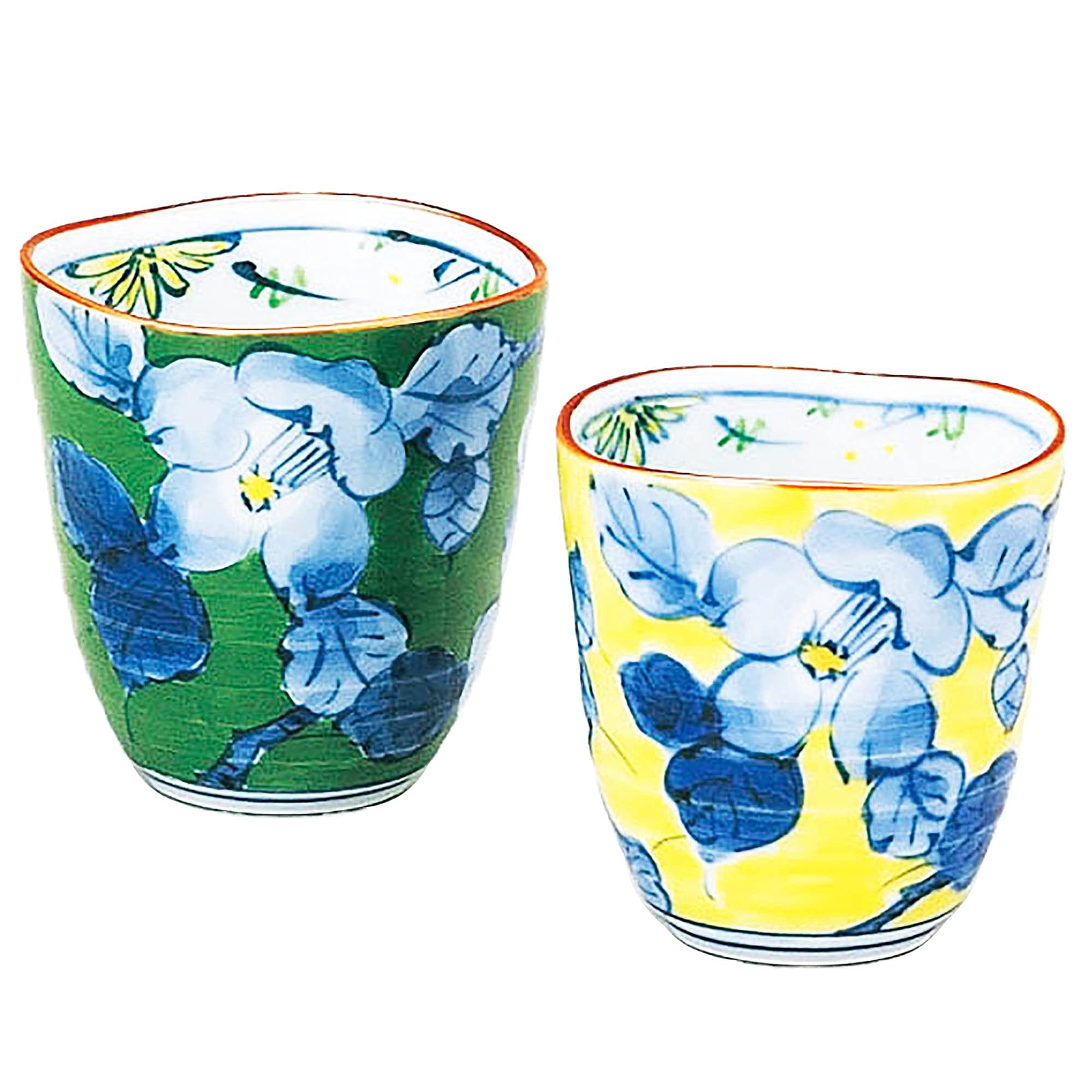 幸祥窯 色絵花紋 組湯呑