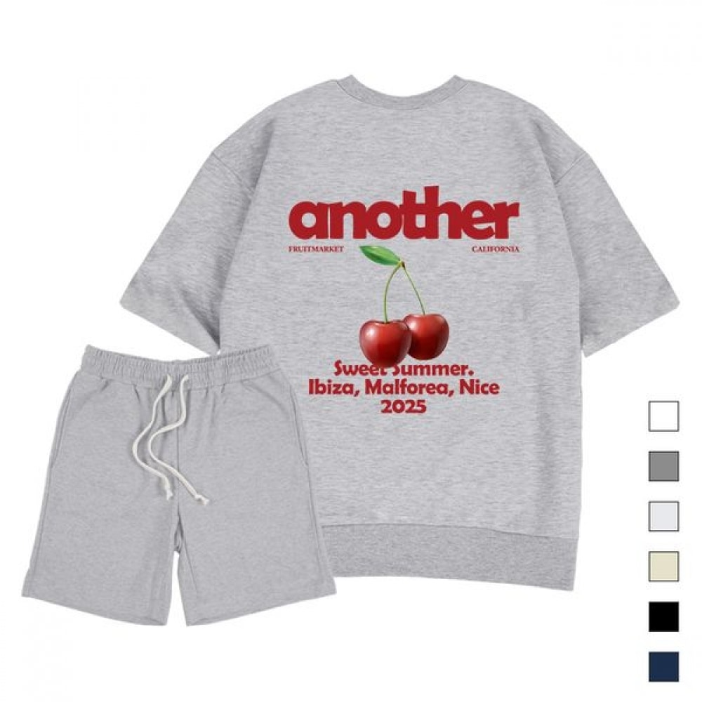 [Paul＆Paul] アナザーチェリーオーバーフィット半袖スウェットシャツショーツセットユニセックス