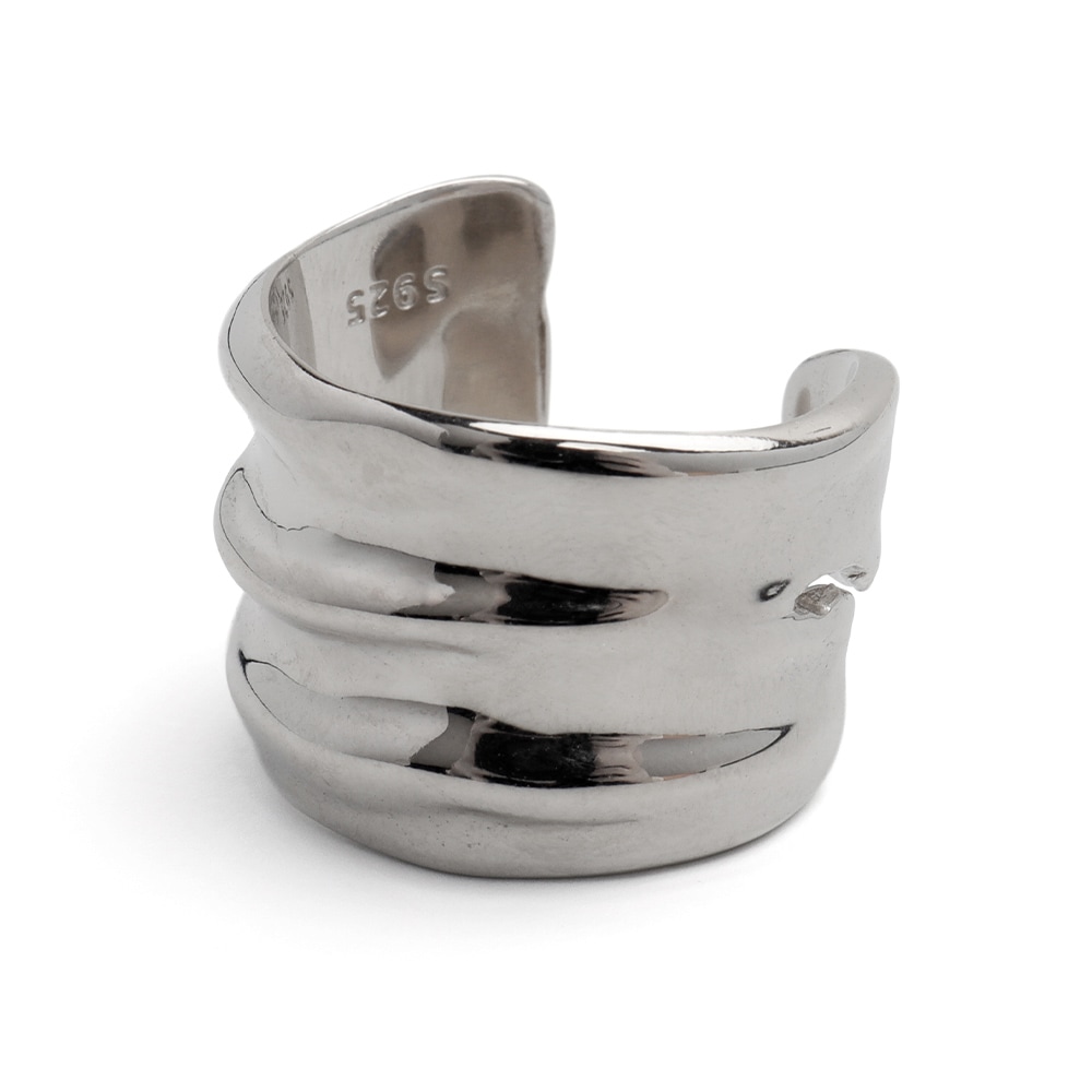 シルバー925 ワイドリング 布の皺 [cr597]