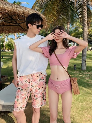 水着 カップル 体系カバー水着 かわいい 大人可愛い きれいめ セクシー 花柄 リーフ柄 カジュアル ナチュラル ゴージャス 華やか 大人 大人っぽい おしゃれ お洒落 レトロ 主役級 ws