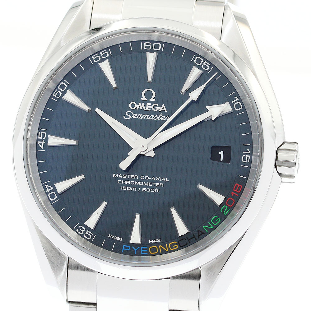 オメガ OMEGA 522.10.42.21.03.001 シーマスター アクアテラ 平昌五輪限定 自動巻き メンズ 良品 箱・保証書付き_870340【中古】