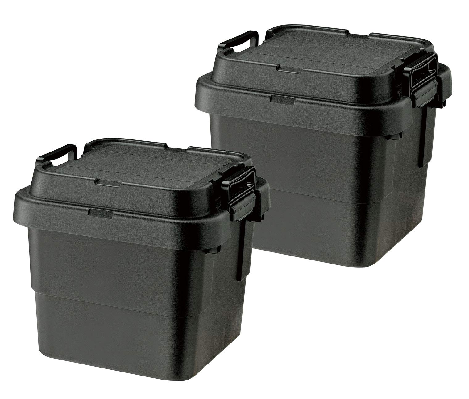 リス(RISU) 収納ボックス トランクカーゴ 30L ブラック 日本製 TC-30S 2個セット コンテナ ボックス スタッキング 屋外収納 キャンプ 防水
