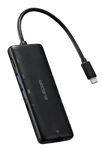 エレコム USB-C ハブ ドッキングステーション 7in1 PD対応 100W LANポート HDMI 4K60Hz 高速データ転送 5Gbps SD/microSD ブラック DST-W02
