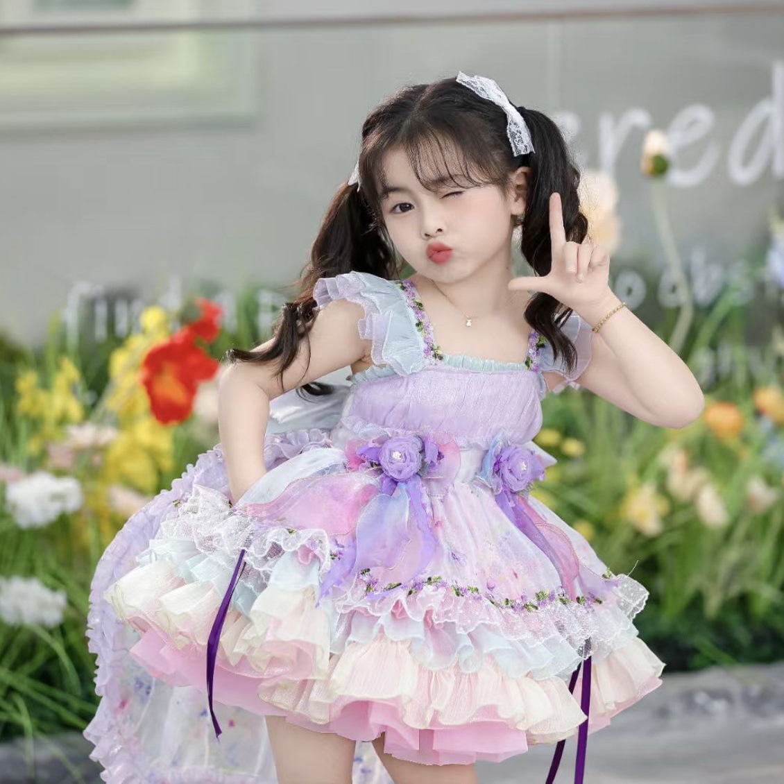 女の子ロリータ王女スカート2025春夏服新型子供花仙子スカート高級誕生日ドレスワンピース 5,530円