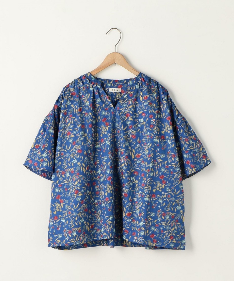 2484.花柄Vネックブラウス(ネイビー)2019 春夏 通学 通勤 デート 普段使い カジュアル 大人可愛い カフェ 女子会 100,000円