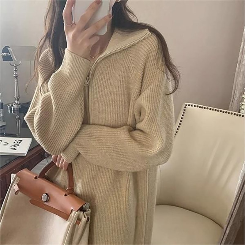 2025年新作ハイエンドセータースカートコートインナーボトムロングスカートニットドレス秋冬婦人服