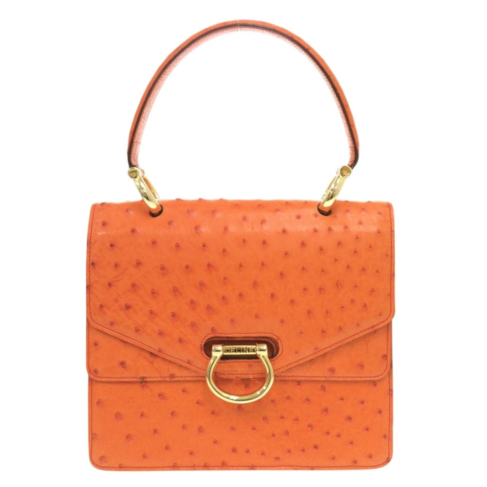 美品 ハンドバッグ オーストリッチ オレンジ 0497【中古】 レディース 154,000円