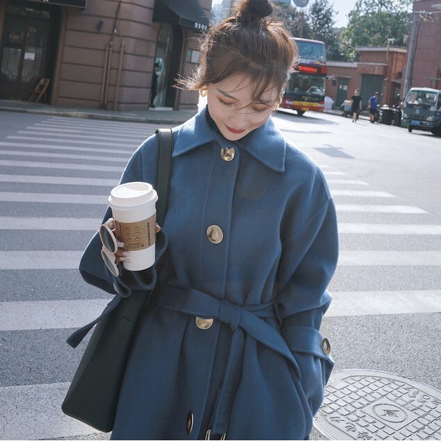 アウター レディース コート ロングコート S M L XL 2XL 韓国 ロング丈 長袖 ポロ襟 Aライン ウエストマーク ベルト かわいい 大人可愛い きれいめ シンプル カジュアル 大人 上品