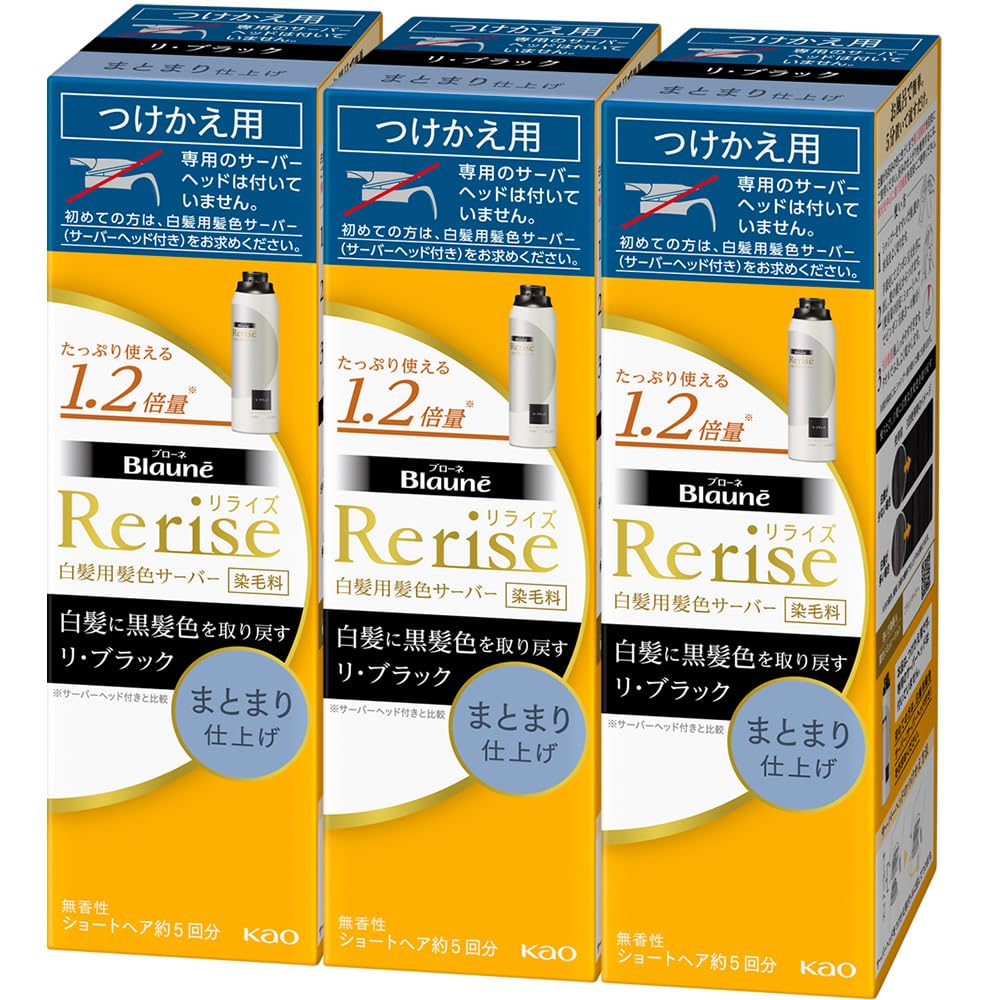 リライズ 3点セット白髪用髪色サーバー リ・ブラック (自然な黒さ) まとまり仕上げ つけかえ190ｇ×3個