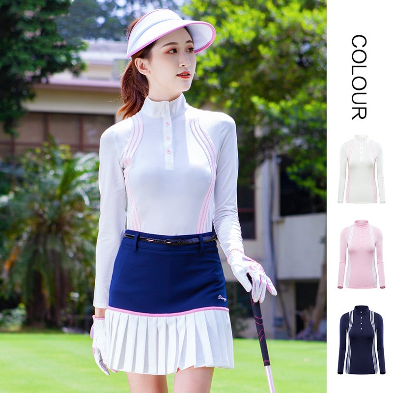 ゴルフウェア レディース 女性 スポーツウェア ゴルフシャツ 長袖 Tシャツ トップス 単品 白 ブルー グリーン 速乾 春 夏 秋冬 大きいサイズ 韓国風 INS おしゃれ