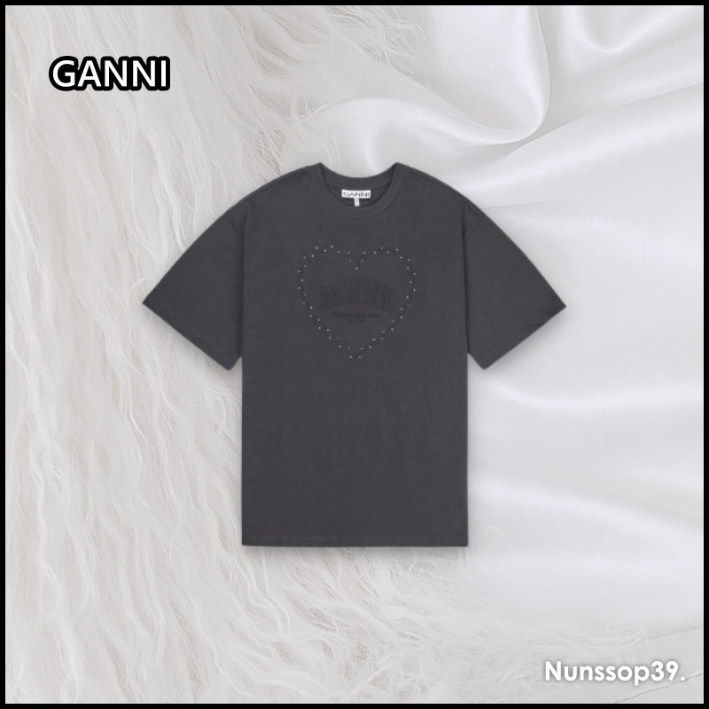 GANNI T4057 252 ヘビー コットン ハート Tシャツ 13,275円