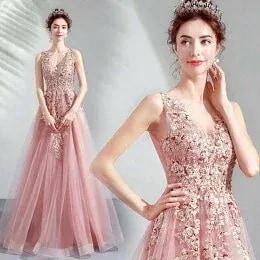 母の日ウェディングドレス　大きいサイズ　二次会　ウェディング　Aライン/Vネック　カラードレス春　パーティードレス二次会ウェディングドレス　イブニング結婚式　演奏会披露宴忘会　二次会編み上げ　エレガン