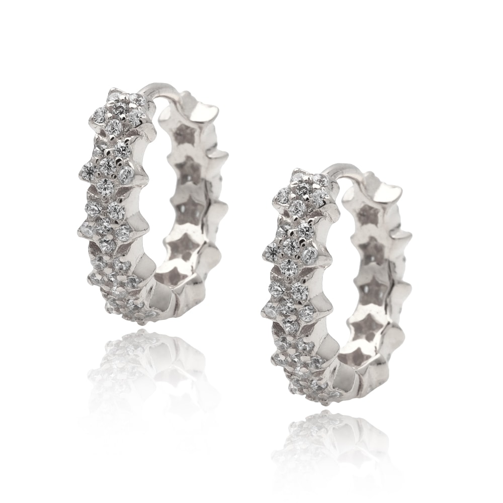 S925 CZ 星 ピアス [fhes019-silver]