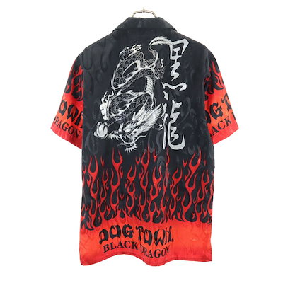DOGTOWN ドッグタウン オープンカラーシャツ ファイヤーパターン