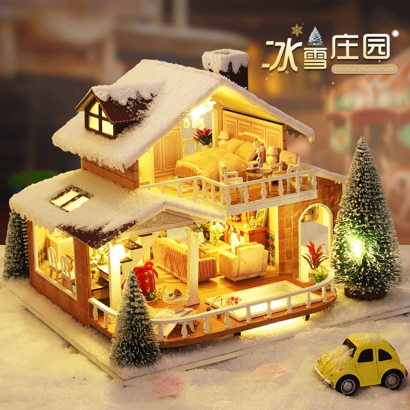 クリスマスギフト Diy キャビン氷と雪の邸宅り誕生日プレゼント小さな家の組み立てモデル