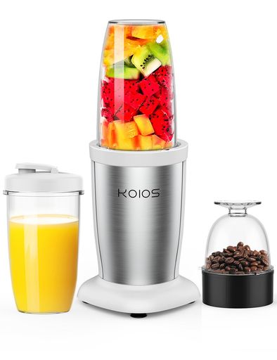KOIOS ミキサー ジューサー ダブルボトル 500ml大容量 コーヒーミル 6枚刃 ハイパワー400W スムージー 25000r/min高速回転 果物/野菜/離乳食/ミルクセーキ 氷も砕ける 一台