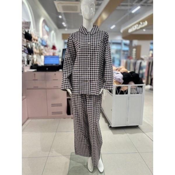 [ヨジュ店]ソルブ純綿ハウンドトゥースチェックシャツ型女性パジャマ[SPAE104W]