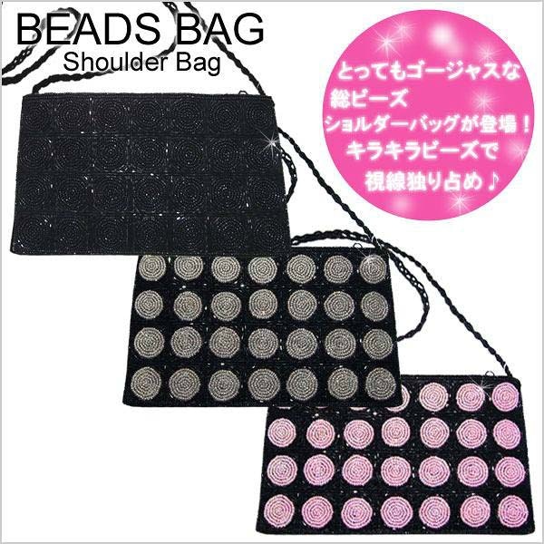 レディース ビーズ ショルダーバッグ 水玉